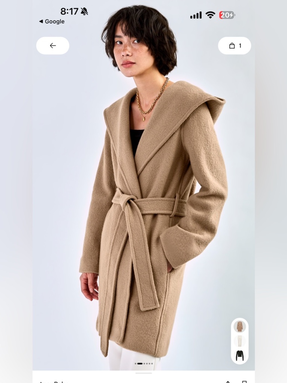 WILFRED Olive Hooded Belted Wool-Blend Coat